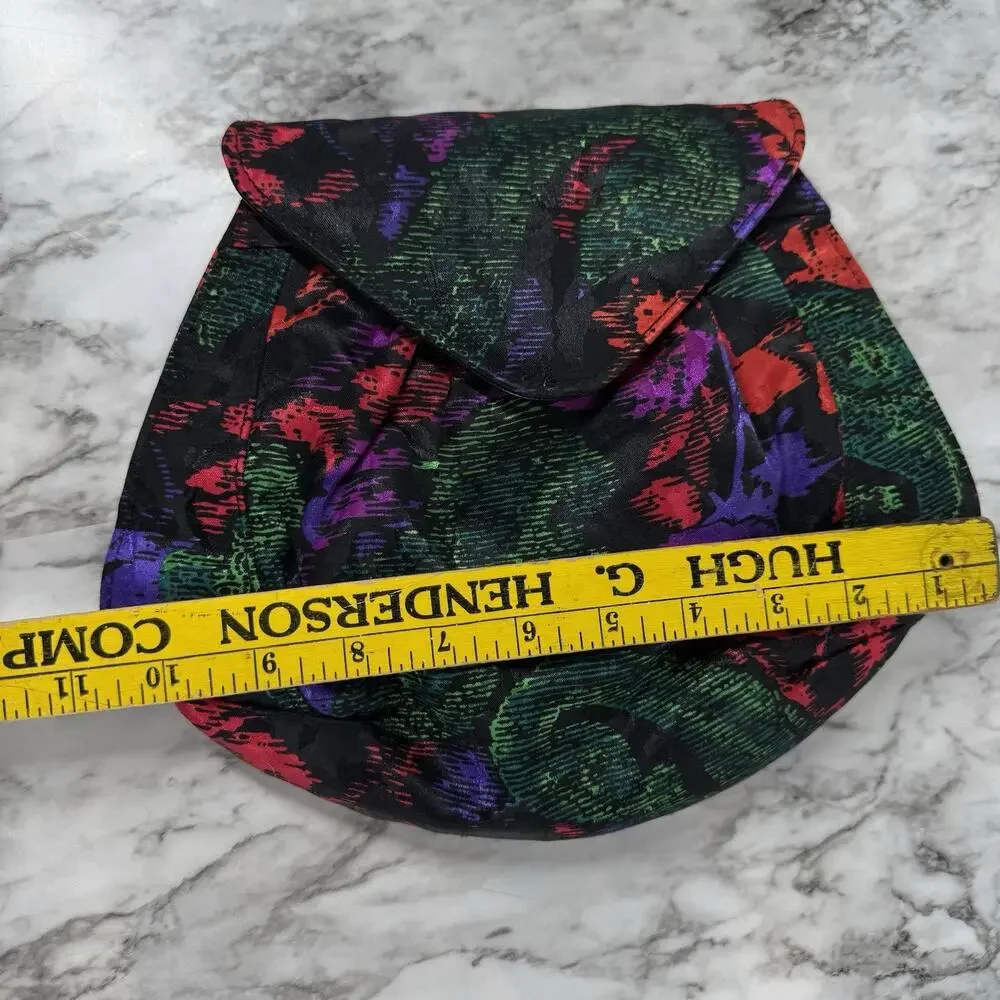 Vintage J. Renee Floral Clutch Crossbody Evening Bag Abstract Pleated Purse